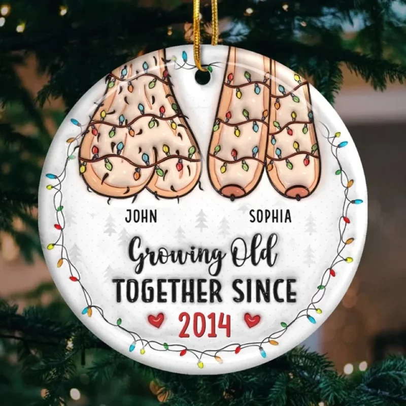 A Lifetime Is Never Enough With You - Couple Personalized Custom 3D Inflated Effect Printed Ornament - Ceramic Round Shaped - Christmas Gift For Husband Wife, Anniversary