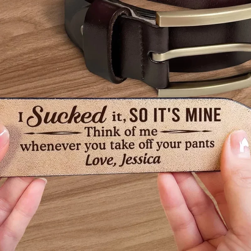 Think Of Me Whenever You Take Off Your Pants - Couple Personalized Custom Engraved Leather Belt - Gift For Husband Wife, Anniversary - Image 5