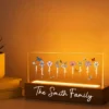 Family Members Birth Month Flowers Personalized Acrylic Block LED Night Light Gift For Dad Mom Son Daughter mk2