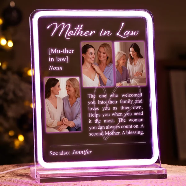 Custom Acrylic Frame Night Light - Mother in Law - Personalized Mother's Day Gifts, Gifts to Grandma, Family Members