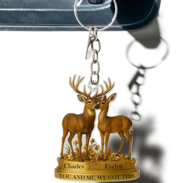 Custom Acrylic Keychain - Deer Couple - Personallized Gifts to Couple, Husband, Wife, Girlfriends, Boyfriends