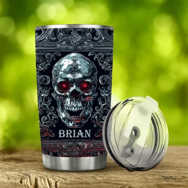 Custom 20Oz Stainless Steel Tumbler - Cool Skull Style - Personalized Gifts to Father's Day
