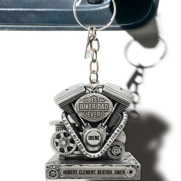 Custom Acrylic Keychain - Best Biker Dad Ever - Personallized Gifts to Father's Day, Bikers Lovers
