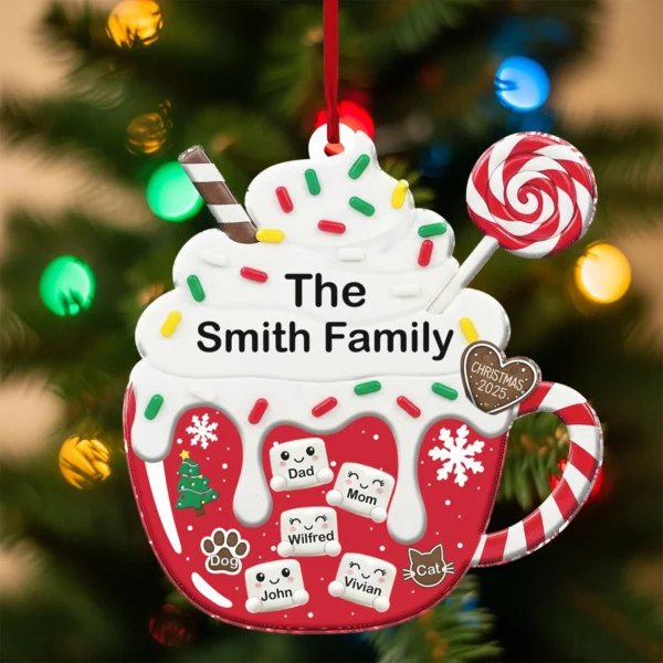 Custom Shape Acrylic Ornament - Marshmallows Family - Personalized Christmas Gifts To Family Members